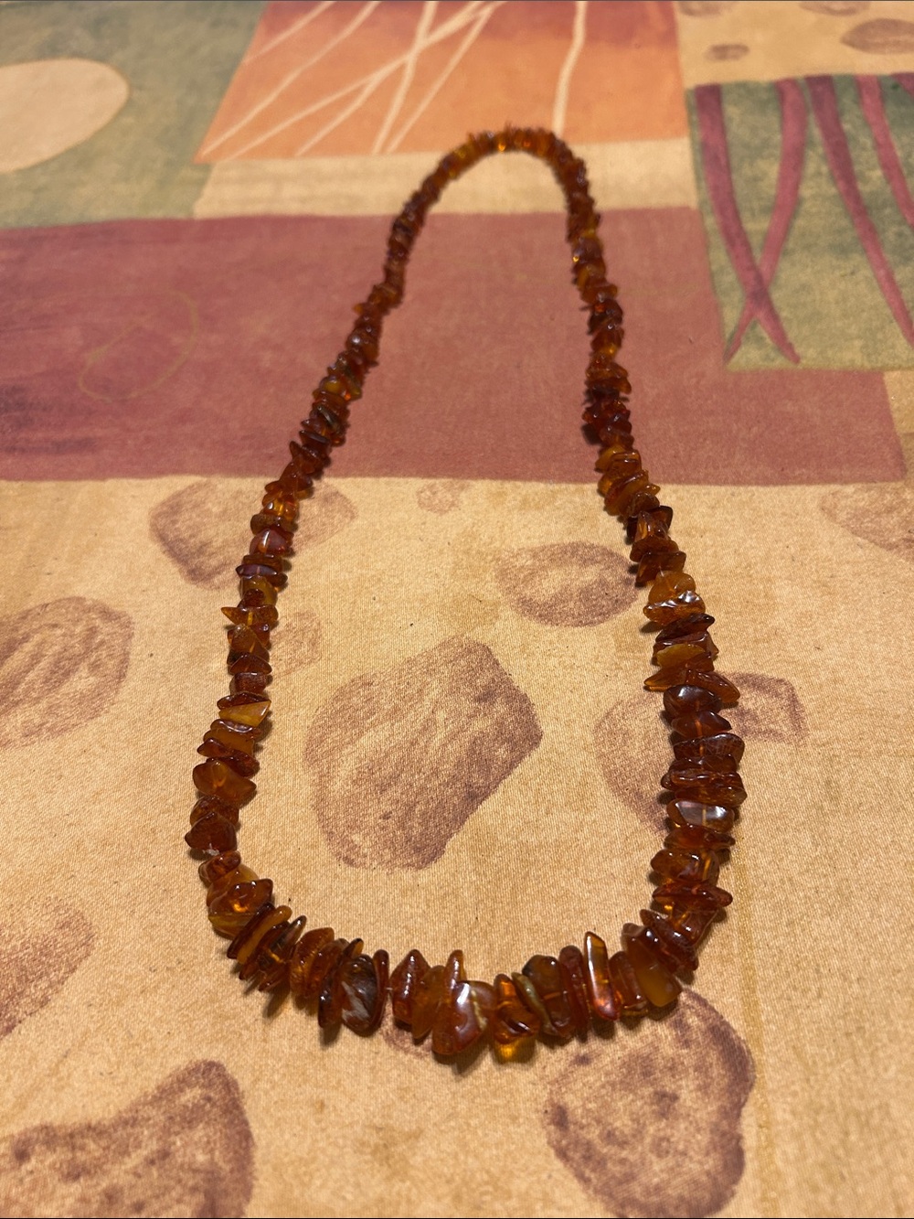 Amber Chip Necklace - Brown Amber Beaded Necklace